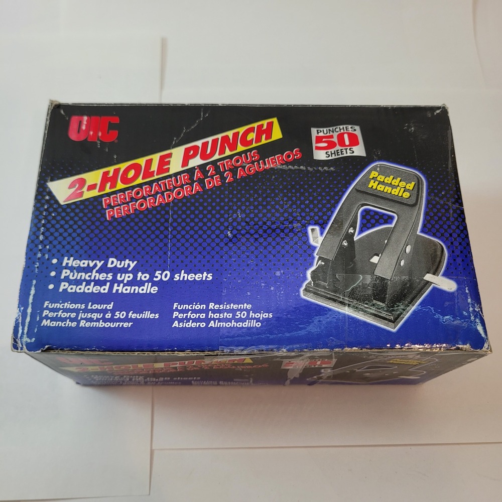 OIC 2-Hole Punch Heavy Duty 50 Sheet Capacity‎ Black Metal 90082